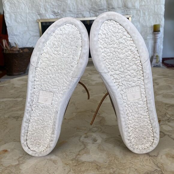 Frye Mindy Low Cut Grey Leather Sneakers - Picture 11 of 14